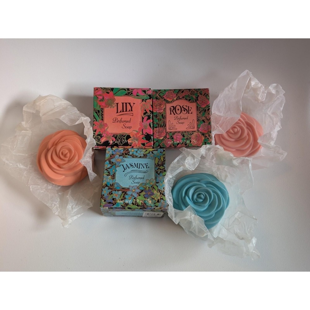 Set 3 RARE Vtg Victoria's Secret Jasmine Rose & Lily Soaps 2.9 Oz Bars New Box - Picture 2 of 4
